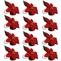 Kit 12 Anéis Porta Guardanapo de Natal Anel Flor Natalina Cor:Vermelho Kit 12 Anéis Porta Guardanapo de Natal Anel Flor Natalina Cor:Vermelho