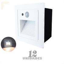 Kit 12 Balizador Embutir Sensor De Presença Parede Led Lup73