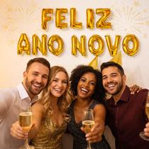 Kit 12 Balões Metalizados De 40 Cm Frase Feliz Ano Novo Kit 12 Balões Metalizados De 40 Cm Frase Feliz Ano Novo