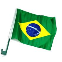 Kit 12 Bandeira Do Brasil Com Haste Média