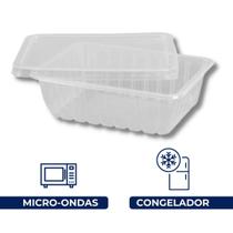 Kit 12 Bandeja Retangular 900Ml RioPlastic Com Tampa Sem Divisoria