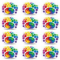 Kit 12 Bandejas De Plastico Paleta Godê 16 Cavidades Para Pinturas Tinta Aquarela Escolar Artesanato