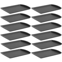 Kit 12 Bandejas para Servir 34x23,5cm Plástico Preto Buffet Lanchonete Uno Coza