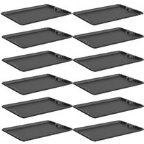 Kit 12 Bandejas Servir Plástica Preta 48x33cm Coza Uno Bar Lanchonetes Restaurantes