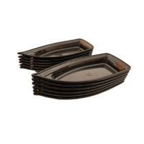 Kit 12 Barca Barco para Açaí Sushi Sashimi Bandeja 32 Preto