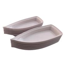Kit 12 Barca Barco para Açaí Sushi Sashimi Bandeja 42 Branco
