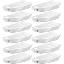 Kit 12 Barcas para Sushi Comida Japonesa Oriental Restaurante Bar Coza Plástico 27,5x13cm Brancas