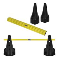 Kit 12 Barreiras de Salto com Cone 50cm Muvin Ajustável Desmontável Treinamento Funcional Agilidade