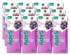 Kit 12 Bebida de Soja Sabor Uva Ades 200ml