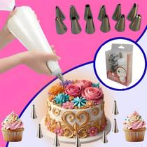 Kit 12 Bicos com Bisnaga Confeiteiro Decorador Bolo CupCake Torta Kit 12 Bicos com Bisnaga Confeiteiro Decorador Bolo CupCake Torta