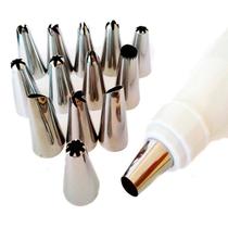 Kit 12 Bicos com Bisnaga Confeiteiro Decorador Bolo CupCake Torta Kit 12 Bicos com Bisnaga Confeiteiro Decorador Bolo CupCake Torta