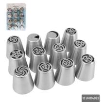 Kit 12 Bicos De Confeitar Bolo Em Inox