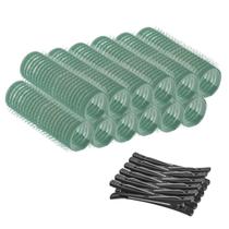 Kit 12 Bobs Formador de Cachos Para Cabelo 20mm + 12 Clips Bico de Pato Salão de Beleza Casa