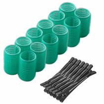 Kit 12 Bobs Formador de Cachos Para Cabelo 36mm + 12 Clips Bico de Pato Salão de Beleza Casa