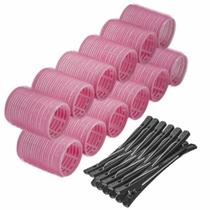 Kit 12 Bobs Formador de Cachos Para Cabelo 44mm + 12 Clips Bico de Pato Salão de Beleza Casa