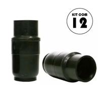 Kit 12 Bocal Pendente Soquete Lustre E14 Plástico Preto