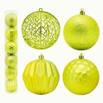 Kit 12 Bola De Natal 8cm Dourada Mista Pendente Para Árvore