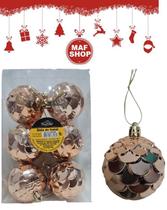 Kit 12 Bola De Natal Decorada 6cm Arvore Natalina Gold Luxo