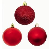 Kit 12 Bola De Natal Mista Vinho 8cm Pendente Árvore Enfeite