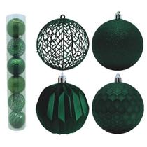 Kit 12 Bola De Natal Verde 8cm Mista Pendente Para Árvore