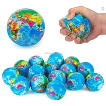 Kit 12 Bola Macia Fisioterapia Anti Stress Massagem Bola/Smile/Mapa Mundial Globo/Futebol/Colorido