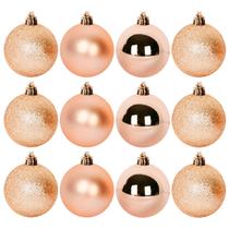 Kit 12 Bolas 7 Cm Natal Arvore Decoração Conjunto Fosca Metalizada Glitter Resistente