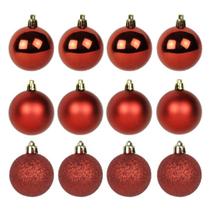 Kit 12 Bolas de Natal Fosca Lisa Glitter Vermelha 5cm TD009A-1VM - Rio Master Kit 12 Bolas de Natal Fosca Lisa Glitter Vermelha 5cm TD009A-1VM - Rio Master