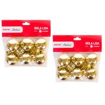 Kit 12 Bolas De Natal Lisa 4cm Dourada Decoração Árvore