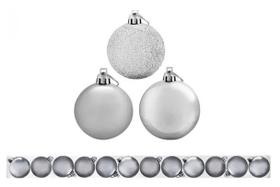 Kit 12 Bolas De Natal Mista 5cm Prata Decoração Árvore