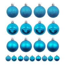 Kit 12 Bolas De Natal Mista 8cm Azul Decoração Árvore