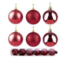 Kit 12 Bolas De Natal Mista 8cm Vinho Decoração Árvore