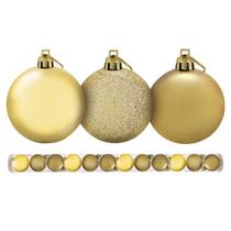 Kit 12 Bolas De Natal Mista Dourada Glitter Lisa Fosca 8cm Pendente Árvore Enfeite Kit 12 Bolas De Natal Mista Dourada Glitter Lisa Fosca 8cm Pendente Árvore Enfeite