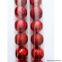 Kit 12 Bolas de Natal Mista Vermelha 4cm KX2373 Sortida - Rio Master Kit 12 Bolas de Natal Mista Vermelha 4cm KX2373 Sortida - Rio Master