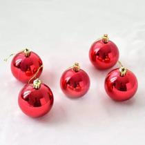 KIT 12 Bolas de Natal Vermelha Decoração Enfeite Natalino Bolinhas de Natal Arvore Bolas Natal Brilhosas 4/5/6cm