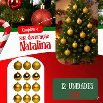 Kit 12 Bolas de Natal Vermelhas e Dourado Enfeites Decorativos para Árvore Foscas, Brilhantes e com Glitter