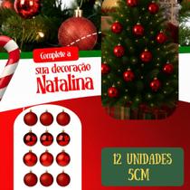 Kit 12 Bolas de Natal Vermelhas e Dourado Enfeites Decorativos para Árvore Foscas, Brilhantes e com Glitter