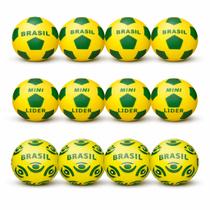 Kit 12 Bolas Infantil Brasil Vinil Copa Futebol Lider