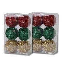 Kit 12 Bolas Natal 7 cm Coloridas Para Árvore Enfeite Natalino Decoração Premium