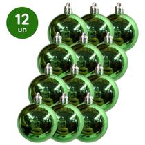 Kit 12 Bolas Natal Verde Brilho 5cm Enfeite Decoração Árvore Tradicionais