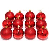 Kit 12 Bolas Vermelhas Enfeite Natalino árvore Natal 40mm Kit 12 Bolas Vermelhas Enfeite Natalino árvore Natal 40mm