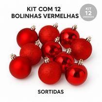 Kit 12 Bolinha De Natal Enfeite Para Arvore Vermelha e Dourada 5cm