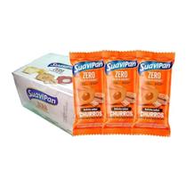 Kit 12 bolinhos zero açúcar sabor churros recheio doce de leite suavipan 40g