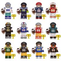 Kit 12 bonecos jogador futebol americano nfl patriots cowboys seahawks falcons blocos de montar