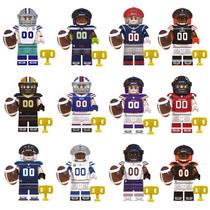 Kit 12 bonecos jogador futebol americano nfl patriots cowboys seahawks falcons blocos de montar