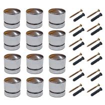 Kit 12 Botão Francês Suporte Abs Cromado para Espelho Fixação na Parede com Bucha e Parafuso Kit 12 Botão Francês Suporte Abs Cromado para Espelho Fixação na Parede com Bucha e Parafuso