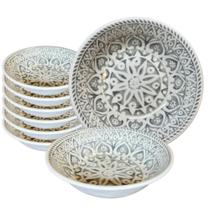 Kit 12 Bowl Melamina Mandy Gray 19cm Material Durável Resistente Grosso Não Risca Não Quebra Ideal Piscina