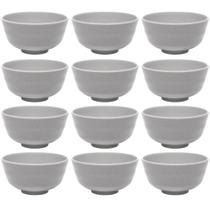 Kit 12 Bowls Tigelas de Melamina 350ml Lyor Sobremesas Sopas Yakisoba Tóquio Granilite Cinza