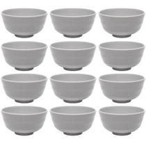 Kit 12 Bowls Tigelas de Melamina 350ml Lyor Sobremesas Sopas Yakisoba Tóquio Granilite Cinza