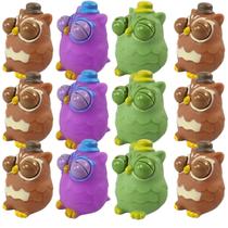 Kit 12 Brinquedos Corujinha Zoiudinha Aperta Abre Olhos Sortidos Castela