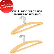 KIT 12 Cabides de Madeira Tintureiro 30cm com Haste Firme, Organização, Resistente, Calça, Camisa, Casacos, Armários